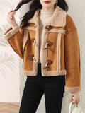 Modish Winter Lapel Fleece Short Coats for Women