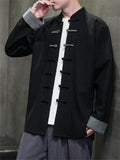 Men's Patchwork Cotton Linen Leisure Hanfu Shirts