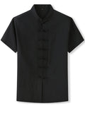 Men's Retro Solid Color Short Sleeve Tang Suit Shirt