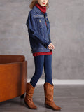 Lady Casual Slim Fit Autumn Embroidered Denim Jacket