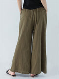 Women's Spring Summer Plain Cotton Linen Straight-Leg Pants