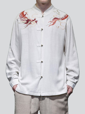 Men's Loong Pattern Embroidery Spring Autumn Shirts