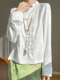 Female Spring Luxury Elegant Jacquard Knot Button Shirt