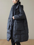 Loose Fit Solid Color Puffer Coats for Women