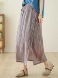 Chinese Style Button Tassel Design Side Split Skirt for Women