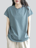 Women's Casual Letters Patch Round Neck Basic Shirts