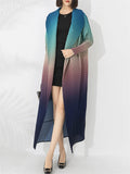 Female Gradient Color Lace-Up Pleated Shawl Collar Jacket