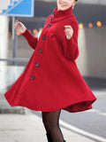 Women's Chic Splicing High Neck Elegant Cape Woolen Coat