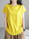 Women's Casual Letters Patch Round Neck Basic Shirts