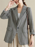 Ladies Casual Fashion One Button Plaid Suit Jacket