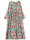 Round Neck Plus Size Floral Print Dresses for Women