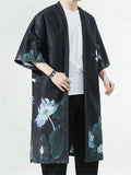 Ancient Style White Crane Moon Pattern Mid-Length Jacket