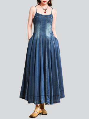 Temperament Slim Fit Women's Spaghetti Strap Denim Dresses