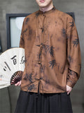 Men's Chinese Style Bamboo Leaf Shadow Linen Shirt