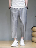 Loose Cozy Cotton Linen Ankle Length Casual Pants for Men