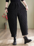 Female Winter Casual Keep Warm Rhombus Cotton Pants