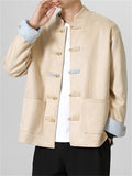 Men's Four Leaf Clover Metallic Button Contrast Color Suede Jacket