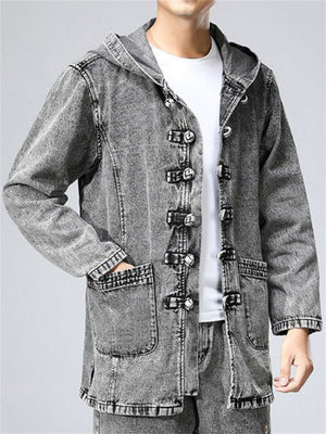 Men's Chinese Style Denim Hooded Jackets