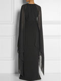 Female O-neck Sexy Split Irregular Shawl Gown Dress