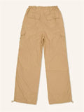 Loose Drawstring Waist Straight-Leg Cargo Pants for Female