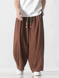 Men's Spring Casual Solid Color Drawstring Straight-Leg Pants