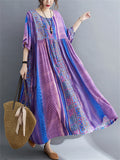 Women's Cotton Linen Ethnic Style Printed Dresses