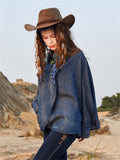 Women's Retro Loose Embroidered Denim Shirts