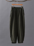 Women's Leisure Natural Linen Elastic Waist Relaxed Pants