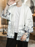 Chinese Style Print Summer Cardigan Shirt for Men