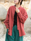 Comfy Cotton Linen Buckles Jackets Coat