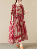 Black & Red Stripe Plus Size Dress for Lady