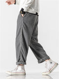 Men's Autumn Sports Drawstring Corduroy Straight-Leg Pants