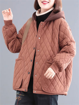 Winter Women's Casual Rhombus Thickened Quilted Cotton Jacket