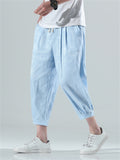 Men's Simple Ice Silk Cool Summer Cropped Pants