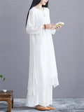 Women's Oriental Clothing Zen Style Casual Plus Size White Set