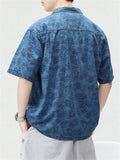 Men's Coconut Tree Print Short Sleeve Blue Shirt