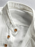 Men's Casual Button Up Stand Collar Linen Shirts