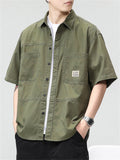 Men's Cool Lapel Chest Pocket Button Up Shirt