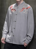 Men's Loong Pattern Embroidery Spring Autumn Shirts