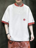 Men's Loose Chic Embroidery Contrast Color T-shirts