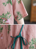 Summer Floral Print Oversized Linen Shirt