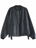 Women's Street Zip Up Oversized PU Leather Motorcycle Jacket