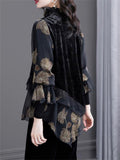 Women's Lace Splicing Spring Autumn Velvet Shirt