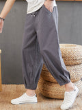 Soft Pure Cotton Ankle-Tied Stripe Lantern Pants for Men