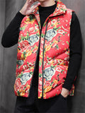 Men's Country Style Quilted Sleeveless Floral Coats