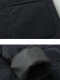 Men's Warm Tang Suit Style Quilted Coat with Detachable Hood