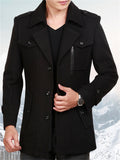 Male Stylish Wool Blend Removable Inner Liner Jacket