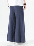 Men's Cotton Linen Loose Mid-waist Trousers