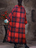 Winter Casual Single-breasted Plaid Coats for Ladies