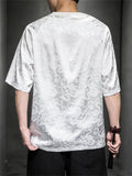 Men's Summer Casual Round Neck Dragon Jacquard T-shirts